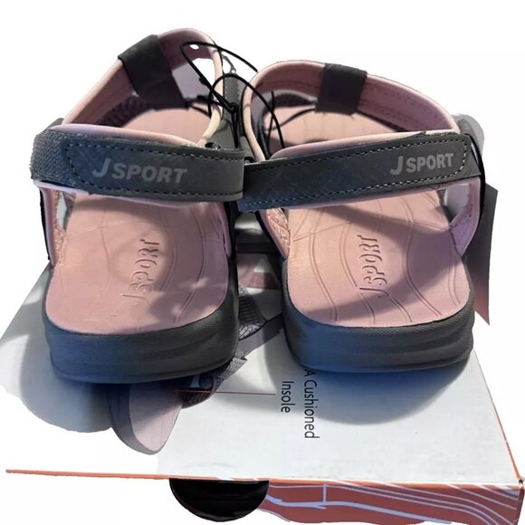 Women's Sandals Size 10 Gray and Pink JSport KAIA Adjustable Strap Shoe Comfy - Picture 4 of 8
